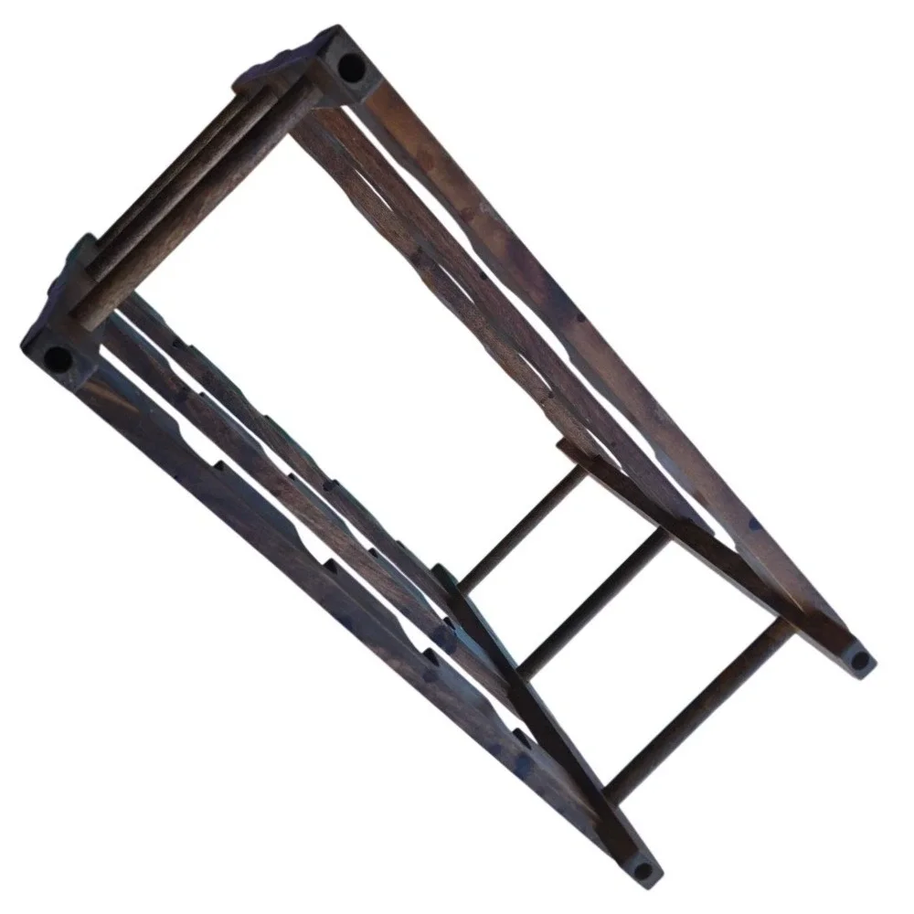 Vintage Rustic Dark Wood 12 Bottle Stackable Wine Rack Freestanding Scalloped‎